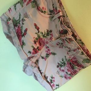 Pink Floral Jean shorts
